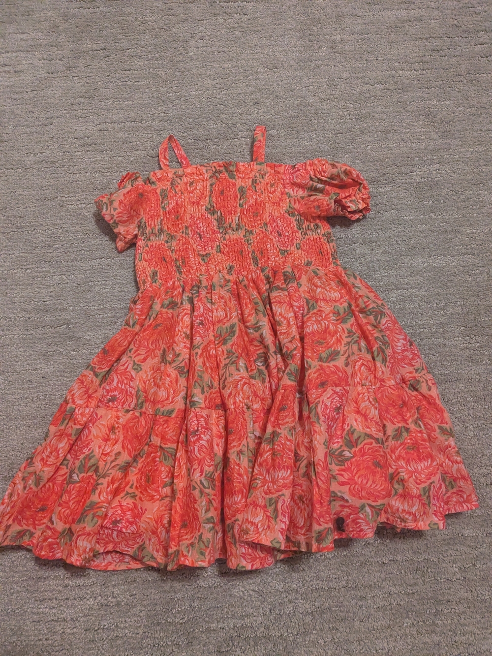 Haute Hippie Coral Floral Smocked Sundress